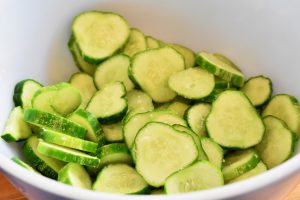 salted sliced cucumbers