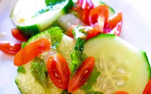 cucumber salad with tomatoes and mint