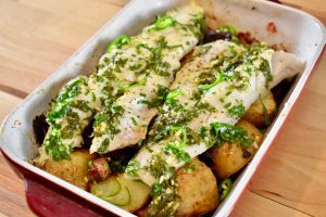 Portuguese-style walleye and potatoes
