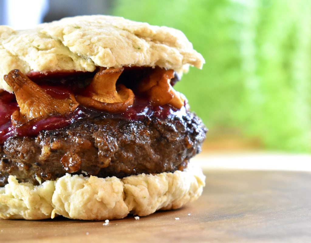 Moose Burgers on Bannock Buns